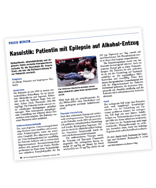 "Kasuistik: Patientin mit Epilepsie auf Alkohol-Entzug", ÄP Neurologie Psychiatrie 5 Sept, Okt 2003